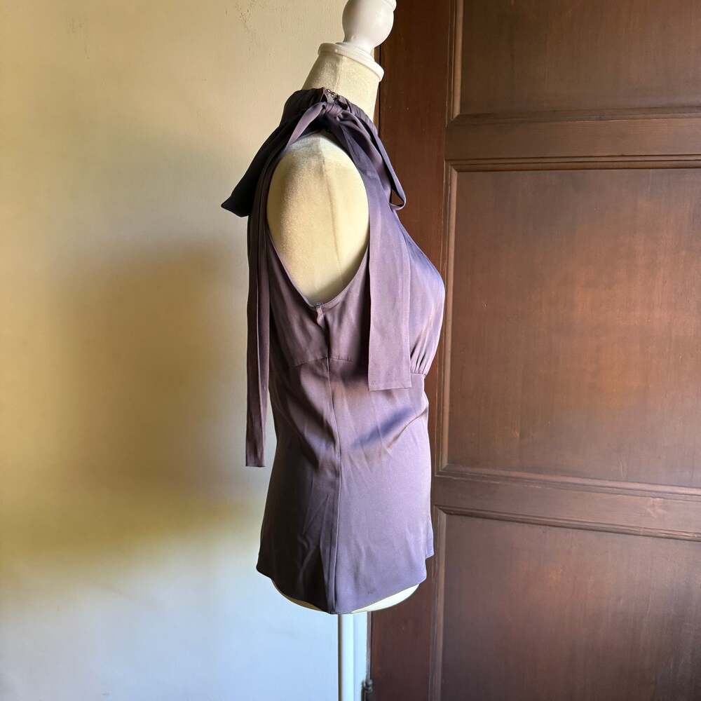 ELIE TAHARI | Lavender Purple Stretch Silk Halter style High Neck Top Small - Picture 5 of 6